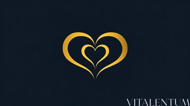 Abstract Golden Hearts on Dark Background AI Image