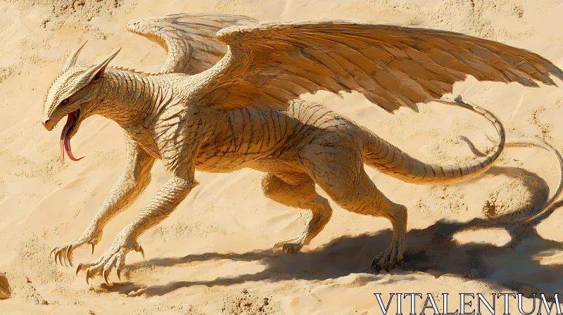 AI ART Sandstone Dragon Across Desert Dunes