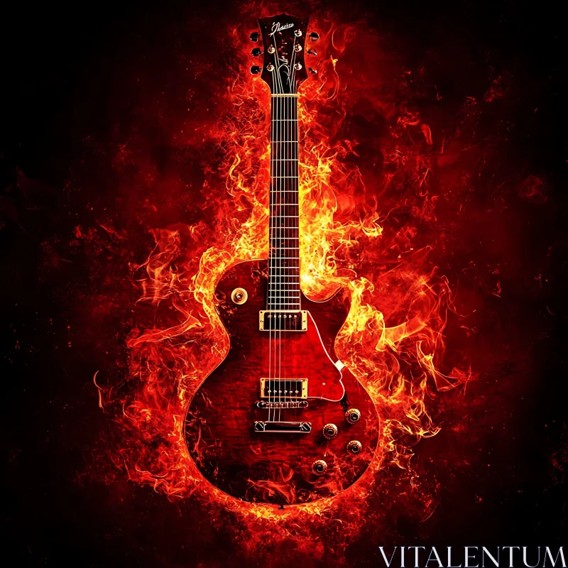 Fiery Electric Guitar Art AI Image