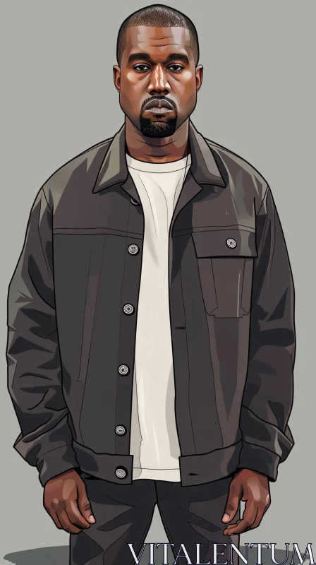 Kanye West Portrait Illustration AI Image