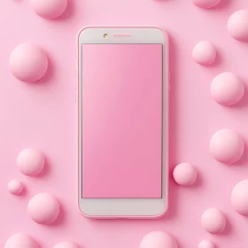 Minimalist Pink Phone and Spheres Design