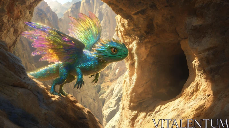 AI ART Little Dragon in the Cave