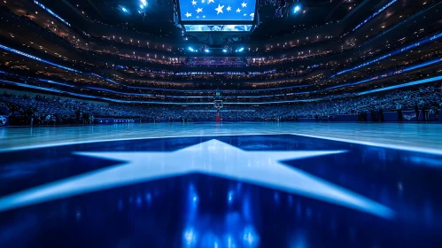 Indoor Basketball Court with Star Logo