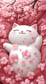 Blissful Cat Among Blossoms