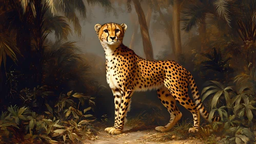 Elegant Cheetah Amongst Jungle Foliage