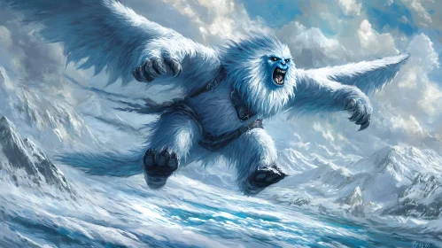 Snowy Mountain Leaping Yeti