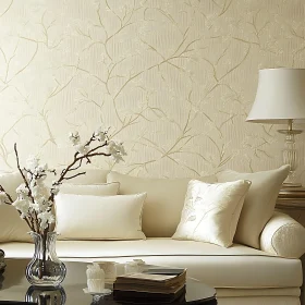 Cream Living Room with Floral Decor