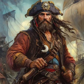 Bearded Pirate with Skull Hat