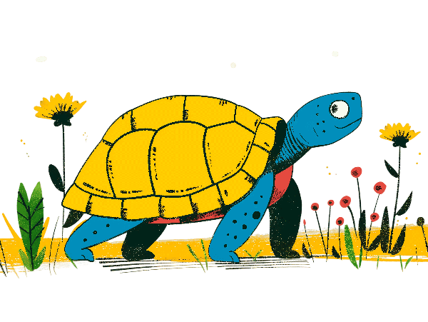 Whimsical Turtle in Flower Field Art POD Design