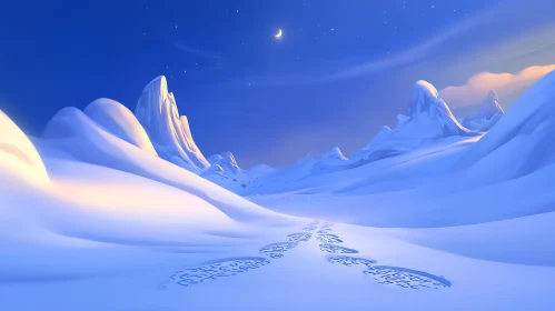 Serene Snowscape Under Moonlight