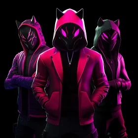 Hooded Neon Masked Characters