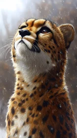 Cheetah Gazing Upward in Natural Setting