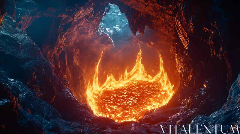 Lava-Filled Cave AI Image