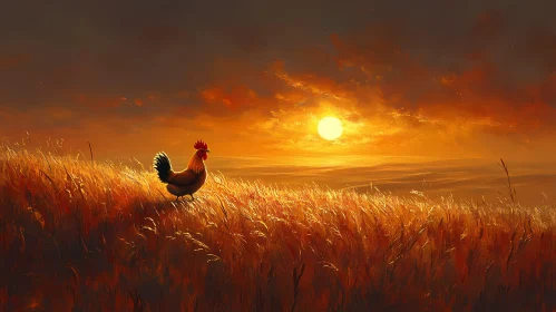 Tranquil Rooster at Golden Hour