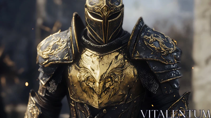 Warrior in Gold Armor AI Image