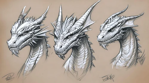 Monochrome Dragon Head Art