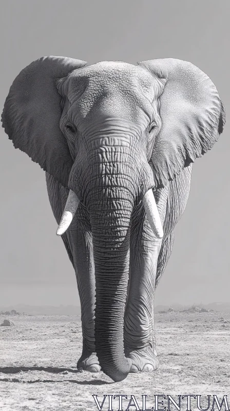 Elephant Portrait in Monochrome AI Image