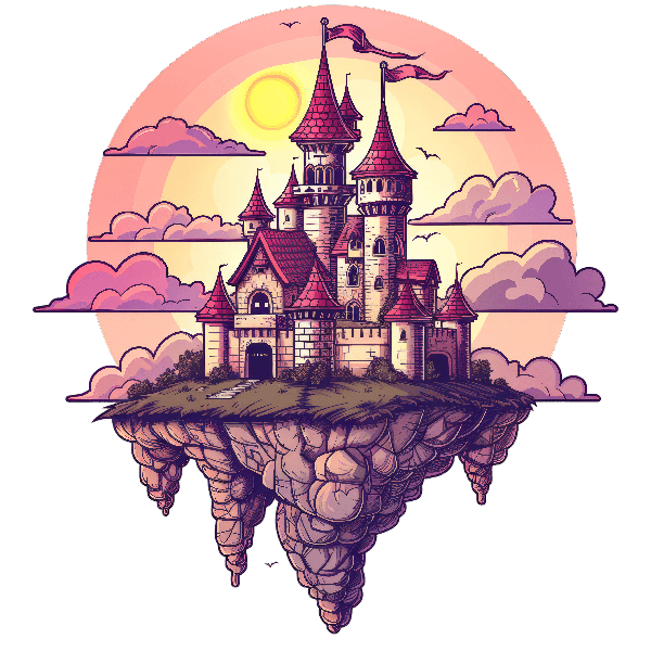 Fantasy Floating Castle T-Shirt Design