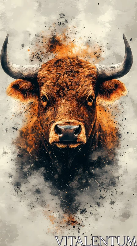 Fiery Bull Face Painting AI Image