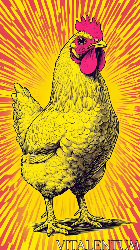 AI ART Vivid Chicken Graphic in Pop Art Style