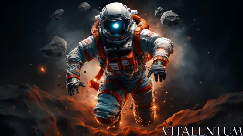 Astronaut in Apocalyptic Space Scene AI Image