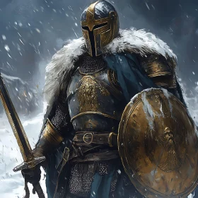 Medieval Knight in Armor Digital Painting