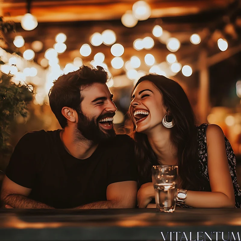 Couple's Laughter in Ambient Light AI Image