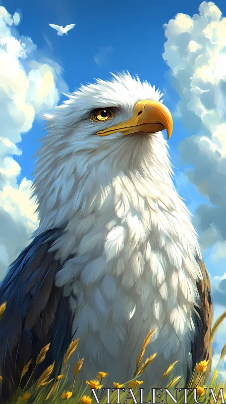 AI ART Eagle Soaring Against Clouds