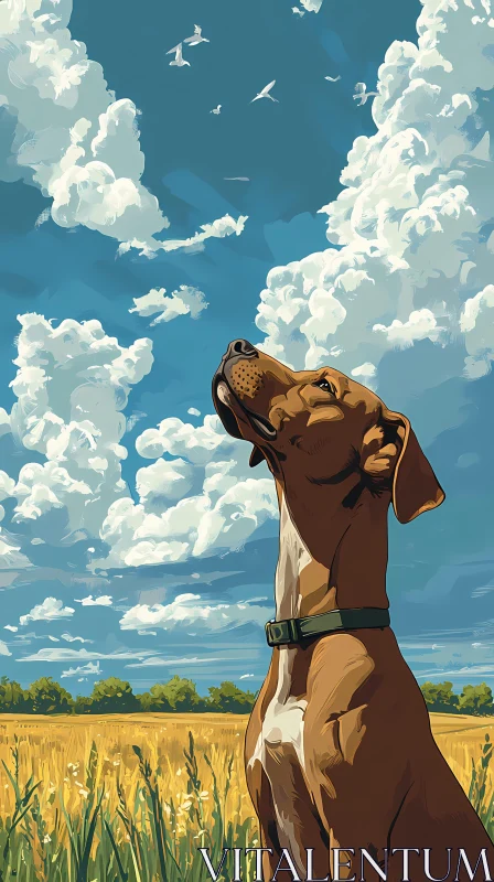 Dog gazing at the sky AI Image