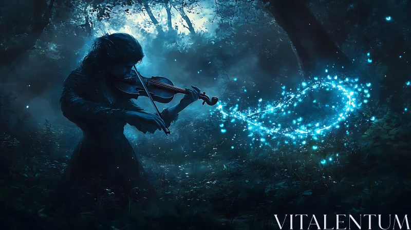 Mystical Violinist in Twilight Grove AI Image