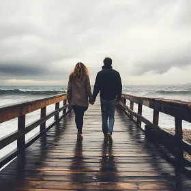 Couple Walking on Pier