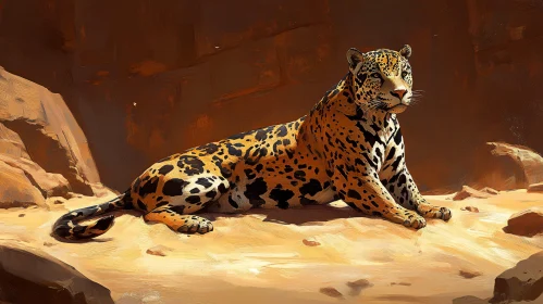 Majestic Leopard Resting in Nature