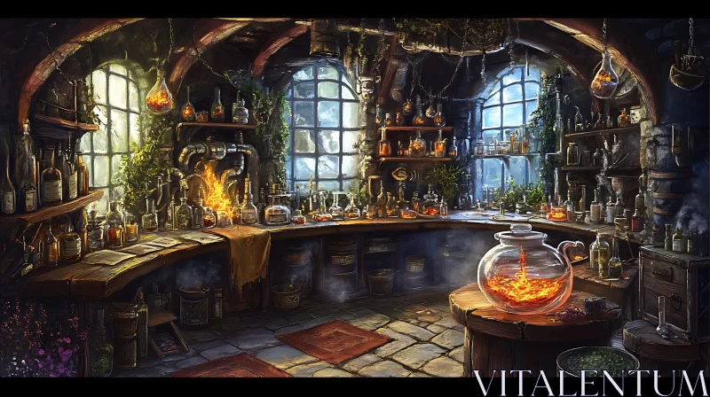 AI ART Mystical Potion Making in Old Lab