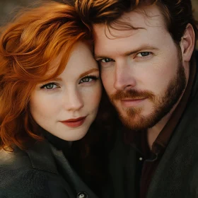 Red Hair Couple's Affectionate Portrait