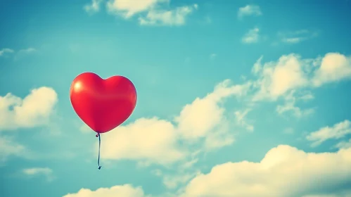 Floating Heart Balloon in the Sky