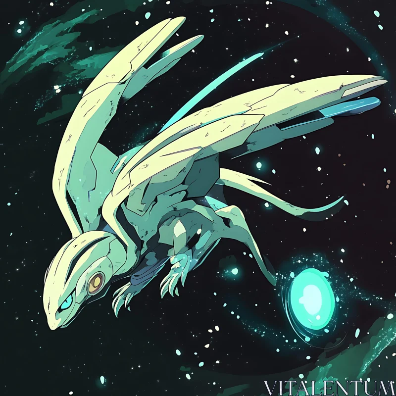 AI ART Futuristic Dragon with Glowing Orb