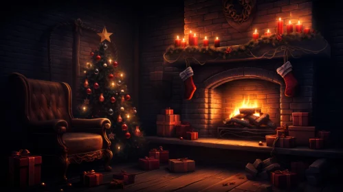 Enchanting Christmas Room with Fireplace and Gifts