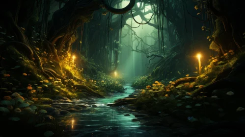 Enchanting Forest with River and Trees | Tranquil and Reverent Atmosphere