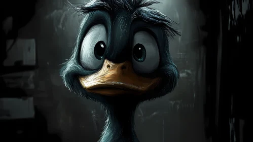 Cartoon Duck and Dramatic Expression