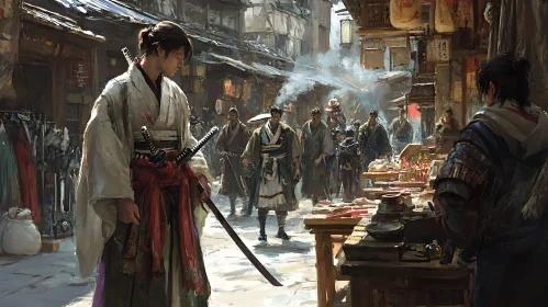 Marketplace Samurai Illustration