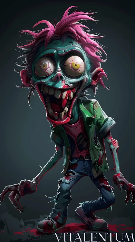 AI ART Humorous Digital Art: Unconventional Zombie Depiction