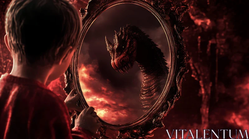 AI ART Ornate Mirror Reflecting Dragon