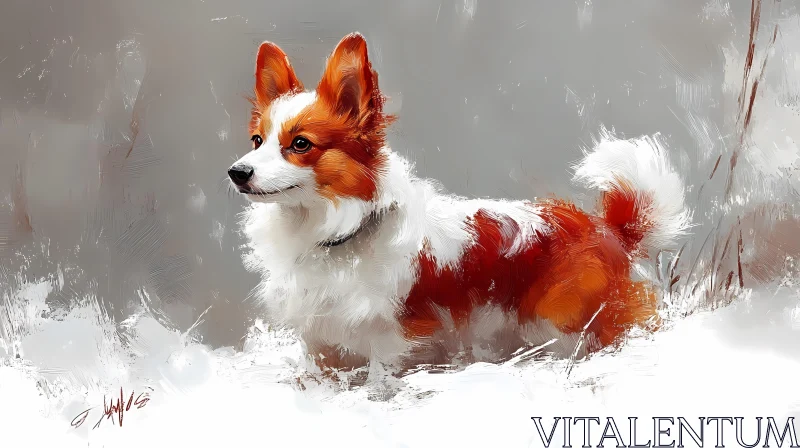 AI ART Corgi Portrait in Winter Scene