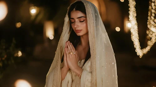 Serene Portrait of Woman Praying