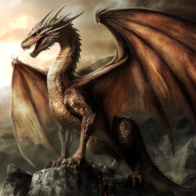 Bronze Dragon on Rocky Outcrop