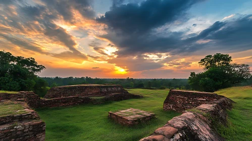 Sunset over Archaeological Site