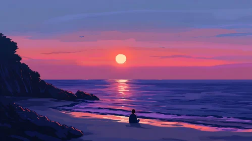 Peaceful Seascape Sunset Art