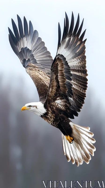 Soaring Eagle with Extended Wings AI Image