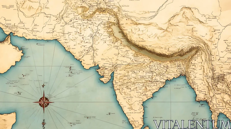 AI ART Vintage Asia Cartography Art