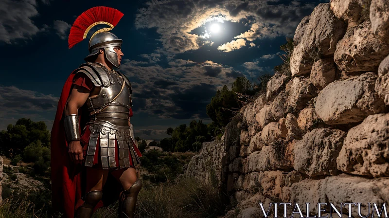 AI ART Roman Soldier Under the Moonlight